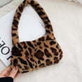 thumbnail image 1 of Fashion Women Cow Print Mini Shoulder Bags Female Winter Plush Underarm Bags Leopard Zebra Pattern Fluffy Tote Bags Small Purses Leopard Brown D 26x14x3CM, 1 of 6