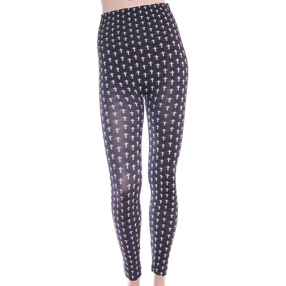 Fashion Women Cross Print Leggings Skinny Slim Stretchy Pencil Pants Trousers