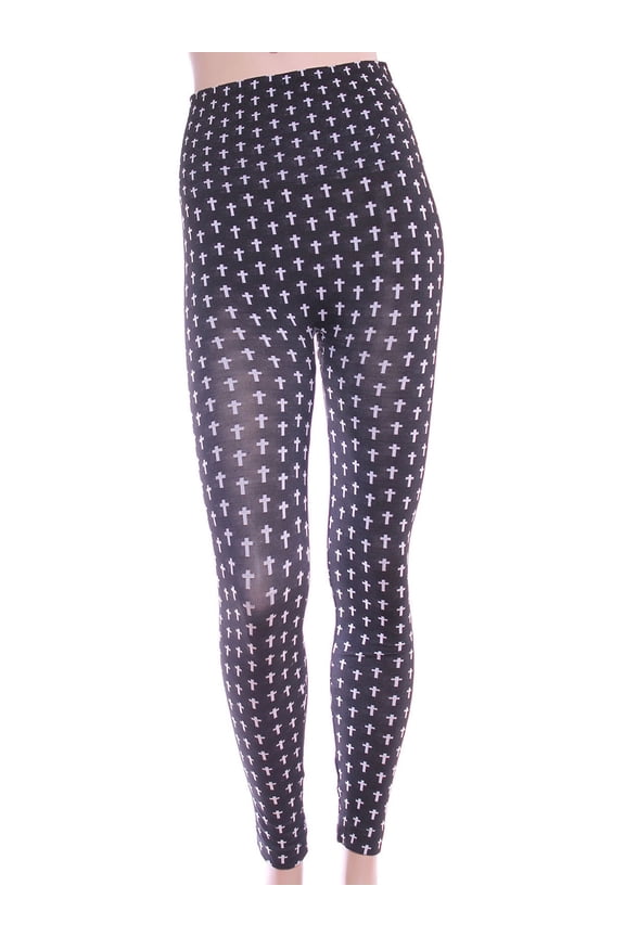 Fashion Women Cross Print Leggings Skinny Slim Stretchy Pencil Pants Trousers