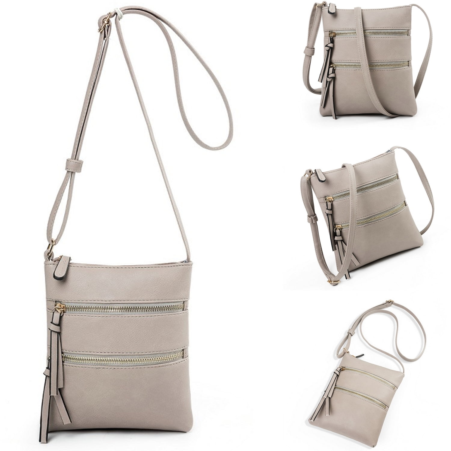 Fashion Women Crossbody Bag Functional Multi Pocket Purse Top Zip