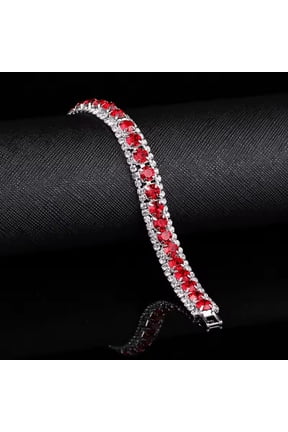 Fashion Women Dazzling Luxury Ruby Red Crystal Wedding Bracelet Shiny CZ Crystal Jewelry