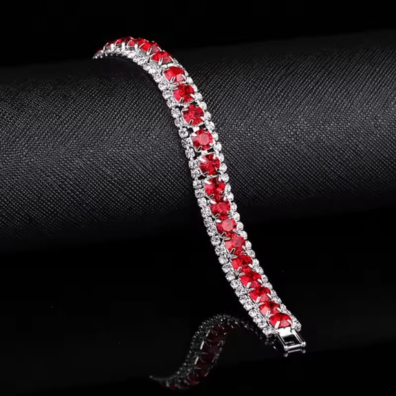 Fashion Women Dazzling Luxury Ruby Red Crystal Wedding Bracelet Shiny CZ Crystal Jewelry