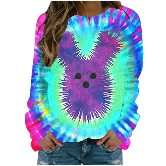 Fashion Women Easter Printed Round Neck Long Sleeve T-Shirt Printing Sweatshirt Blouse Tops