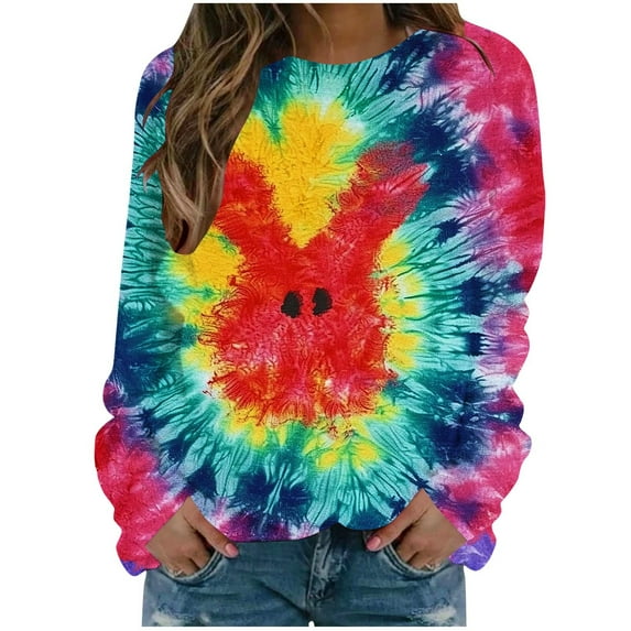 Fashion Women Easter Printed Round Neck Long Sleeve T-Shirt Printing Sweatshirt Blouse Tops