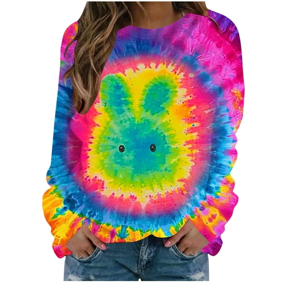 Fashion Women Easter Printed Round Neck Long Sleeve T-Shirt Printing Sweatshirt Blouse Tops