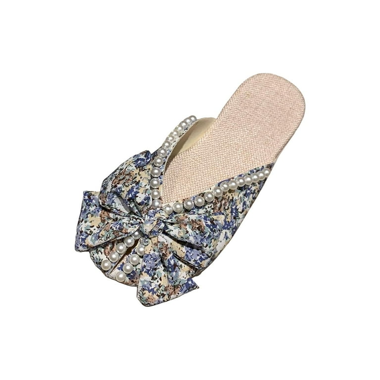 Fashion Women Flat Slippers Ladies Bow Tie Shoes for Household