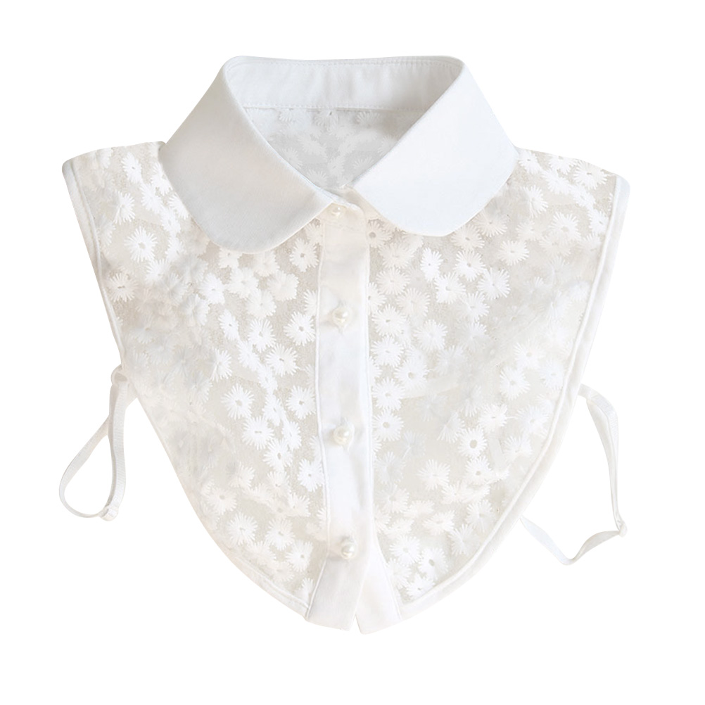 Fashion Women Floral Neckline Detachable Collar Half Shirt Blouse ...