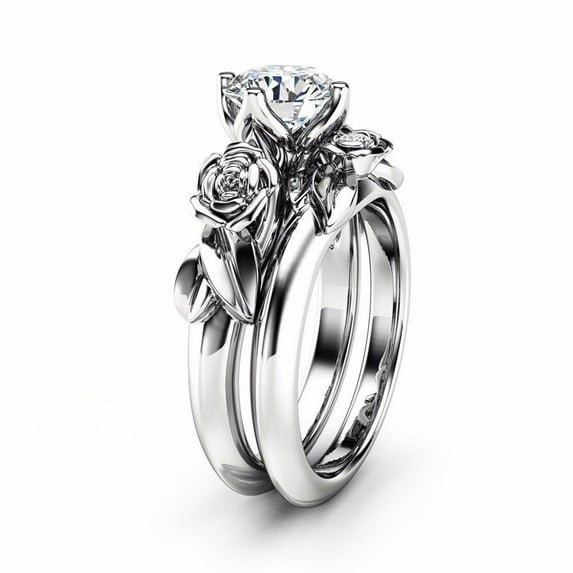 Fashion Women Flower Diamond Ring