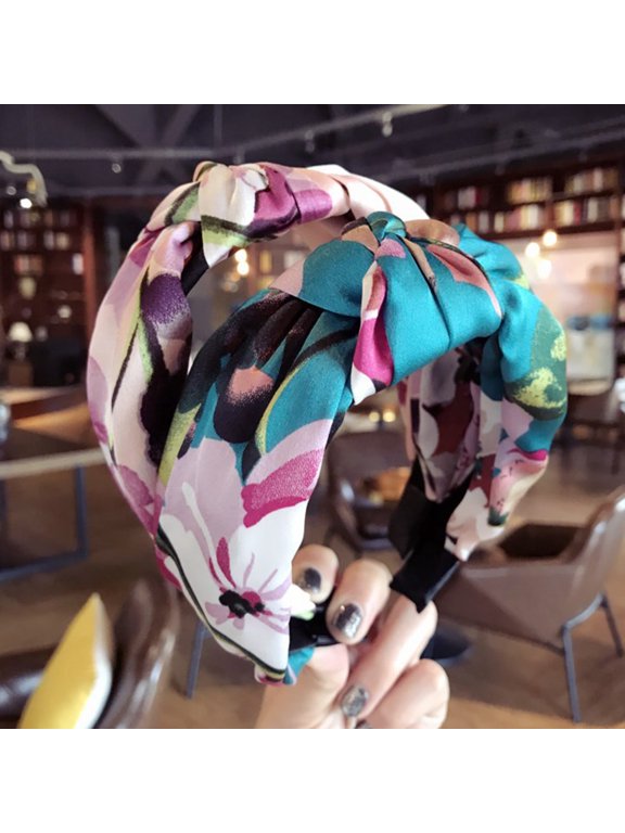 Fashion Women Girls Floral Print Wide Rim Knot Hair Hoop Loop Hairband Headband