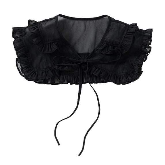 Fashion Women Girls Lace Chiffon False Collar Shawl Detachable Black
