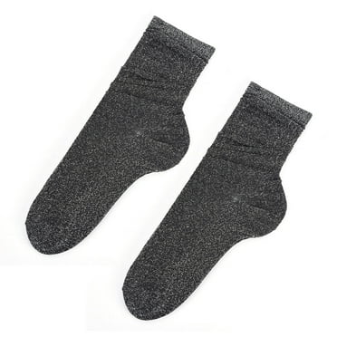Fashion Women Glitter Shiny Socks Autumn Winter Solid Color Casual Socks Gift