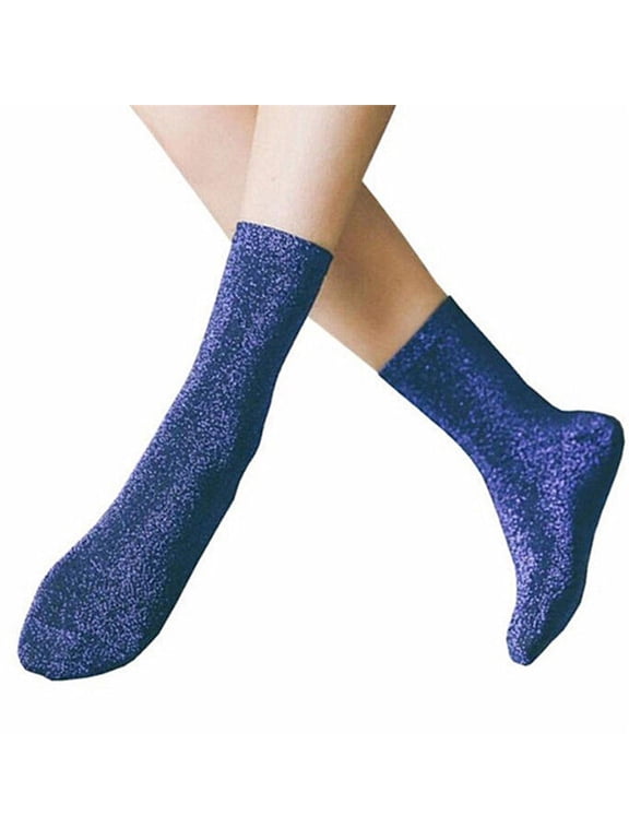 Fashion Women Glitter Shiny Socks Autumn Winter Solid Color Casual Socks Gift