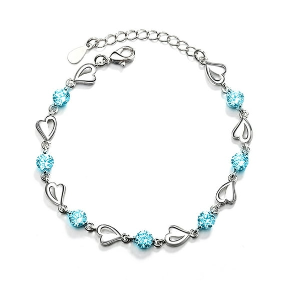 Fashion Women Heart Rhinestone Charm Chain Bracelet Bangle Party Jewelry Gift