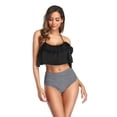 thumbnail image 1 of Fashion Women High Waisted Bikini Flounce Halter Tummy Control Ruffle Bathing Suit, 1 of 6