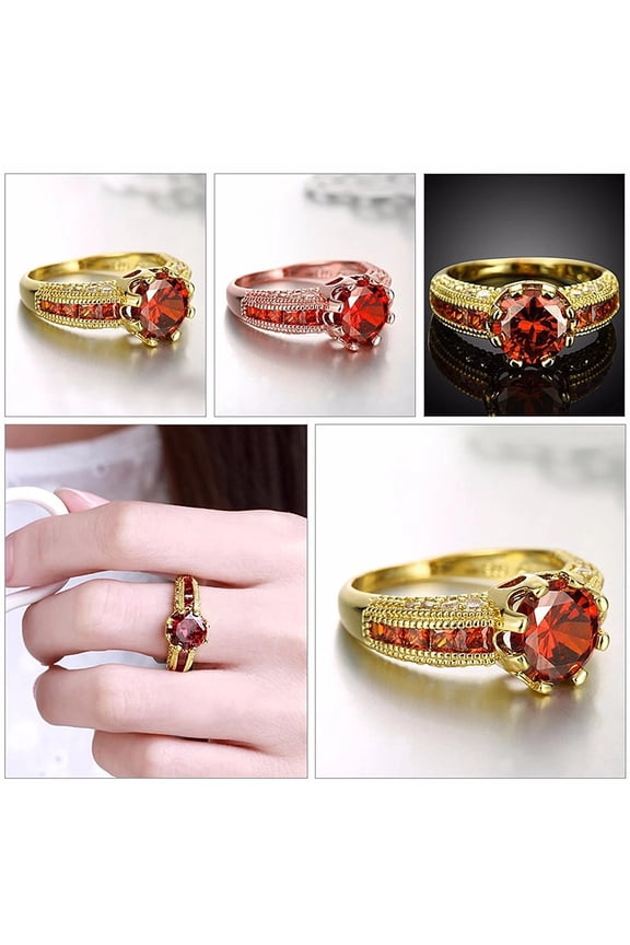 Fashion Women Jewelry Ring Rose Gold/Yellow Gold Filled Ring 2 Carat Cubic Zirconia Band Ring