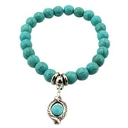 USYFAKGH Fashion Women Jewelry Solid 925 Sterling Silver Vintage Bangles Bracelets Turquoise Beads For Men Women