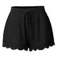 thumbnail image 1 of Fashion Women Lace Plus Size Rope Tie Shorts Yoga Sport Pants Leggings Trousers, Solid Color Weekend Shorts Banded Waist Leisure Women's Black, 1 of 1