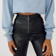 thumbnail image 1 of Fashion Women Lady Casual High Waist Slim Leather Zipper Nine Points Pants Womens Casual Dress Pants Leg Petite Womens on Pants Casual Work Yoga Pants with Pockets Women Casual Pants Long Womens, 1 of 8