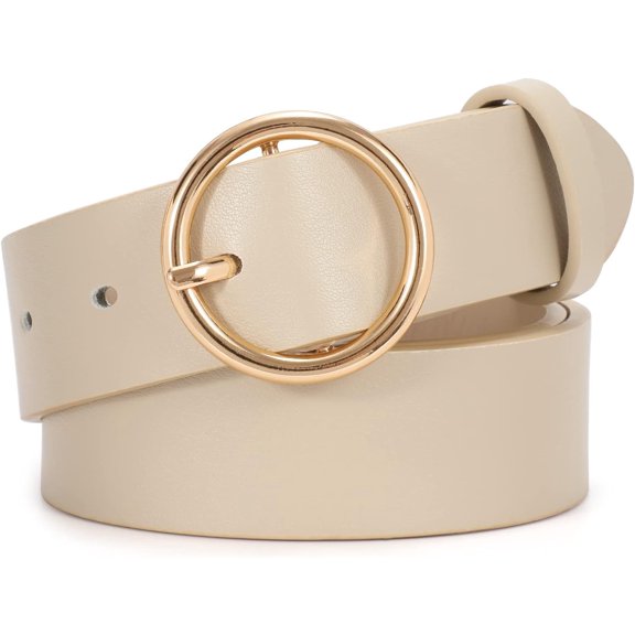 Fashion Women Leather Belt for Dresses Jeans Pants With Classic Round Buckle