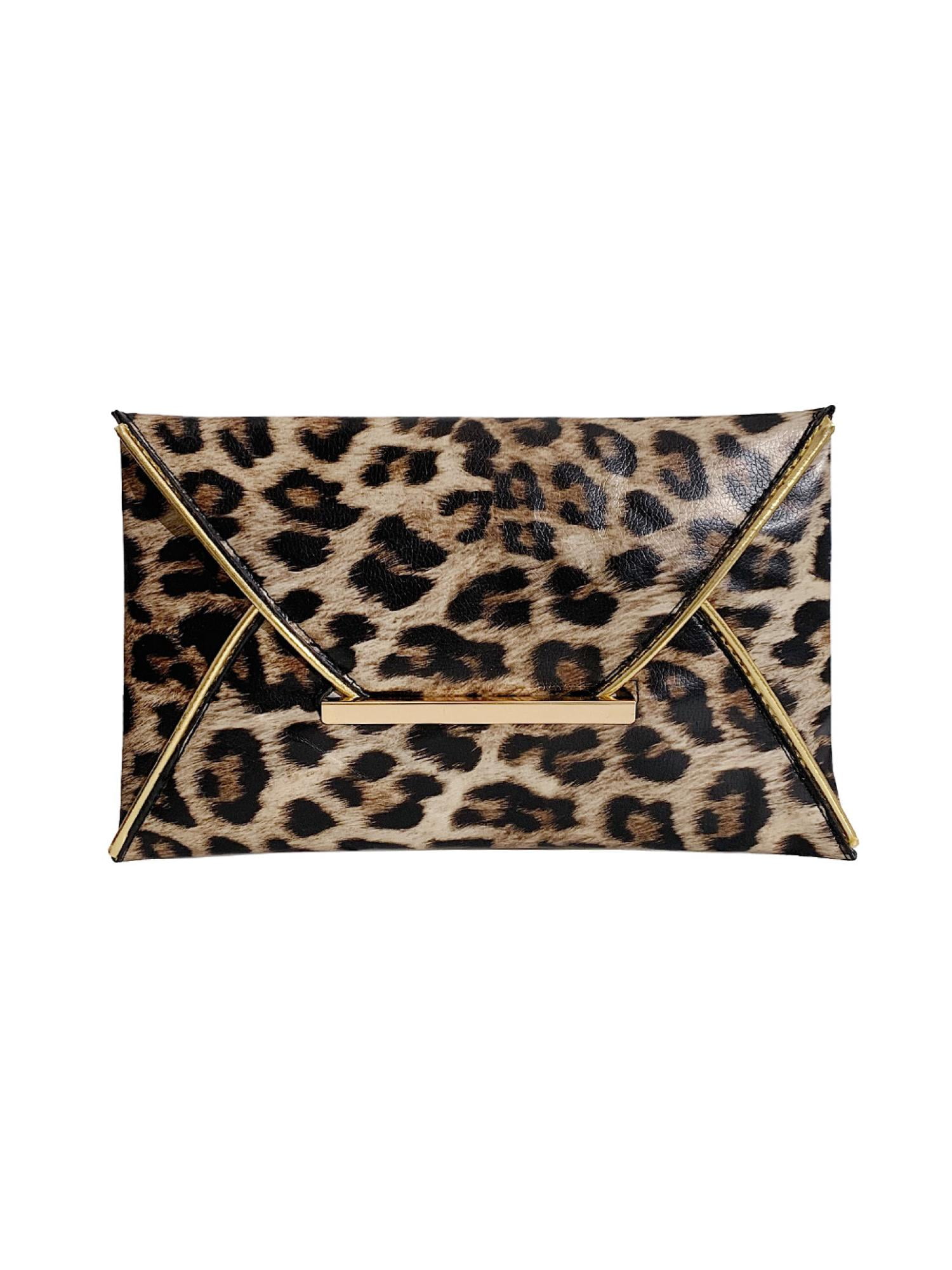Fashion Women Leopard Print Envelope Evening Clutch Women PU
