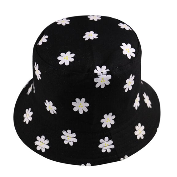 Fashion Women Marguerite Embroidery Anti-UV Foldable Fisherman Hat Bucket Cap