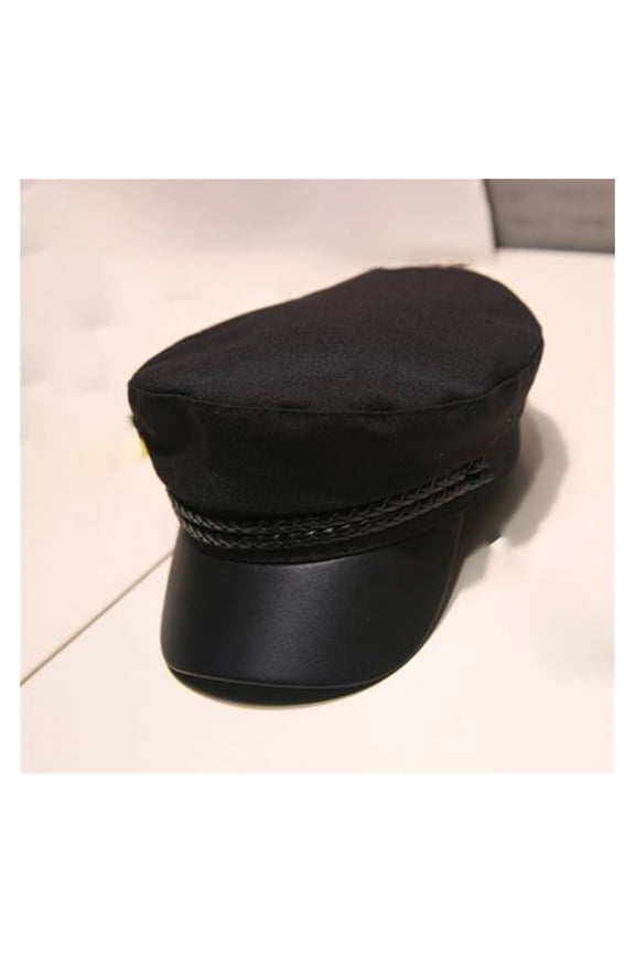 Fashion Women Men Mi-litary Hat S-pring Autumn Sailor Hats Black Ladies Beret Caps Flat Top Captain Cap Travel Cadet Octagonal Hat ,Fashion
