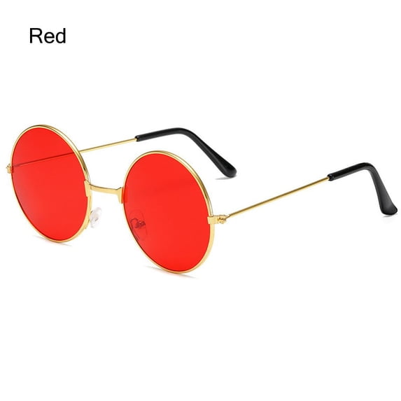 Fashion Women Men Party Hippie Metal Sunglasses Eyewear Circle Glasses Round Sunglasses RED