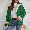 thumbnail image 1 of Fashion Women Oversized Fleece Lined Plaid Jackets Fall Winter Warm Long Sleeve Hooded Casual Coat Outwear New Light Jackets for Women Green L, 1 of 7