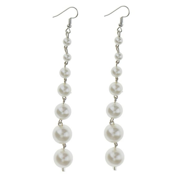 Fashion Women Pearl Beads Long Ear Studs Earrings Jewelry
