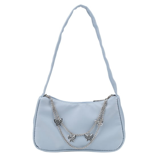Fashion Women Pure Color Butterfly Chain Underarm Bag Hobos Handbag (Blue) Shoulder Bags for Women