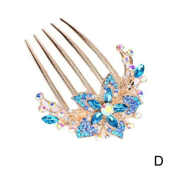 Fashion Women Rhinestone Inlaid Flower Hair Comb Hairpin R2E7 Headwear E8C7