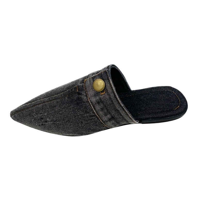 Fashion Women Shoes Ladies Fashion Solid Color Denim Half Slippers
