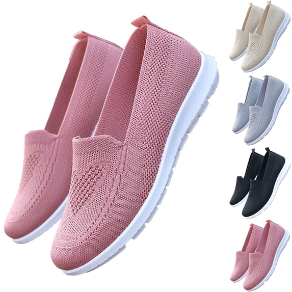 Fashion Women Solid Color Soft Sole Outdoor Cloth Shoes Flat Shoes Women's Walking Shoes Comfortable Slip on Round Toe Flat Casual Shoes Loafers for Women Dressy Casual Breathable Shoes