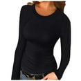 thumbnail image 1 of Fashion Women Solid Color Square Collar Long Sleeve Casual Blouse T Shirt Tops, 1 of 1