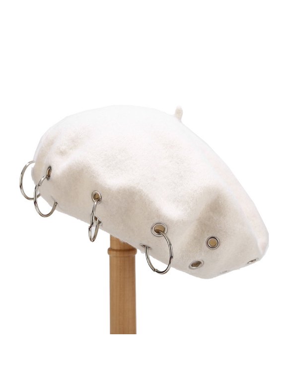 Fashion Women Solid Ring Painter Beret Hat for Stylish Winter Headwear and Artist- Everyday Accessory