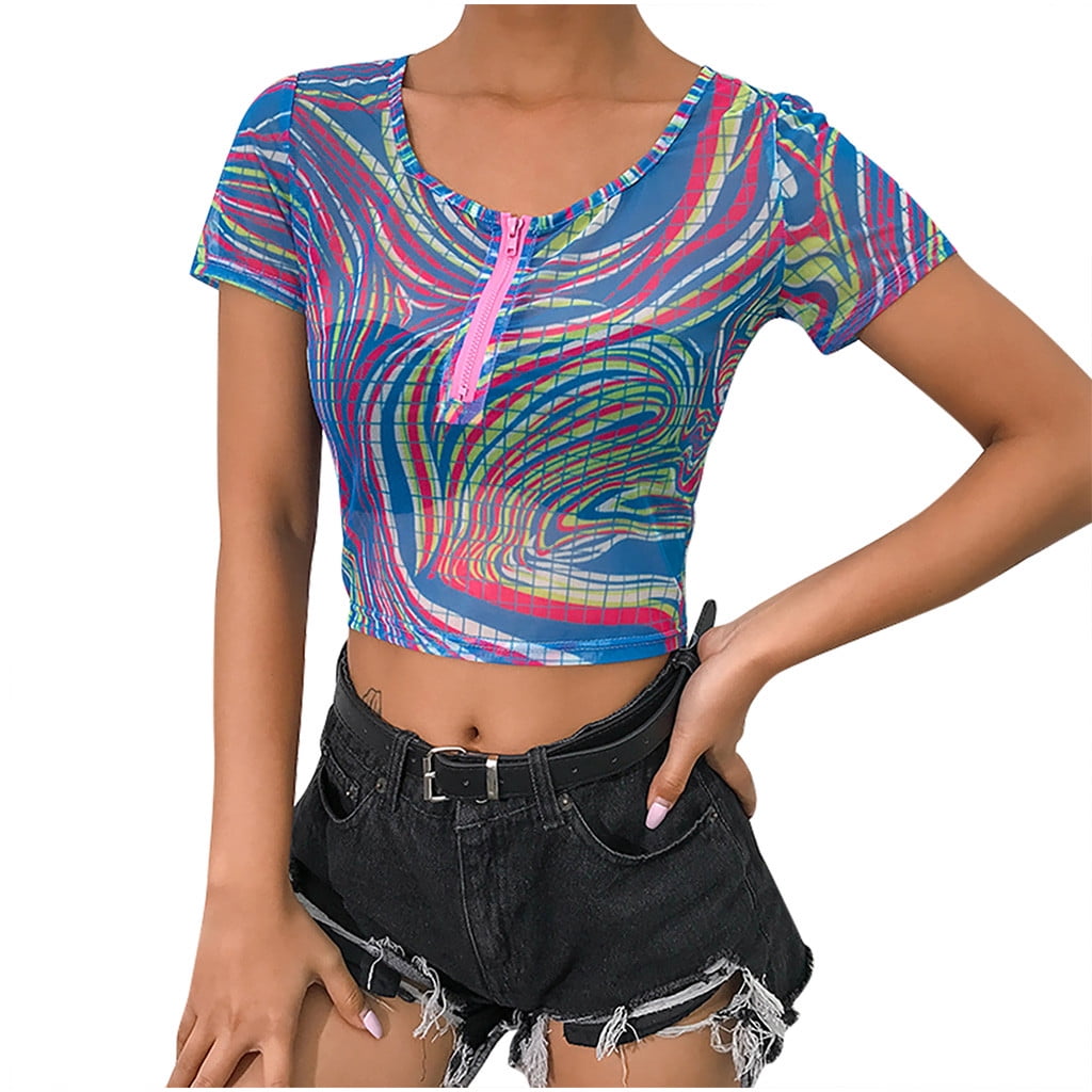 Cropped Mesh Rainbow Tank Top, Rainbow Crop Top 