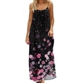 thumbnail image 1 of Idoravan Summer Dresses for Women 2026 Vacation Fashion Women Summer Round-Neck Casual Printed Sleeveless Sleepshirts Sling Backless Dress, 1 of 9