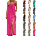 thumbnail image 1 of Fashion Women Summer Round-Neck Casual Solid Sleeveless Sleepshirts Sling Backless Dress Beach Dresses For Women Casual Fashion Sundresses Gifts, 1 of 7