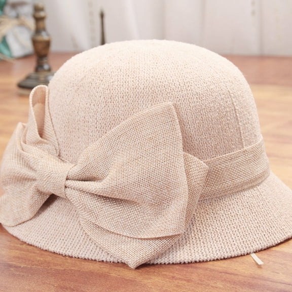 Fashion Women Sun Beach Hat Straw Cap Summer Hat Fisherman Soft Bow Baseball Caps Pink One Size