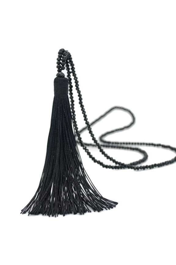 Fashion Women Tassel Pendant Faux Crystal Beaded Long Necklace Jewelry Gift
