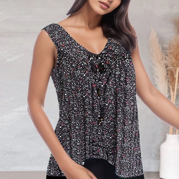Fashion Women V Collar Printed Broken Flowers Sleeveless Shirt Women's Striped Shirts Graphic T Shirts for Women Tops for Leggings Short Sleeve Tee Shirt Women Stripe Shirts for Women Layering Long