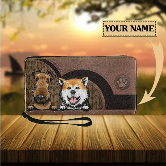 Fashion Women Wallet Cute Animal Dog Print Pu Leather Wallet Coin Purse High Quality Zipper My Pouch Card Holder Billeteras