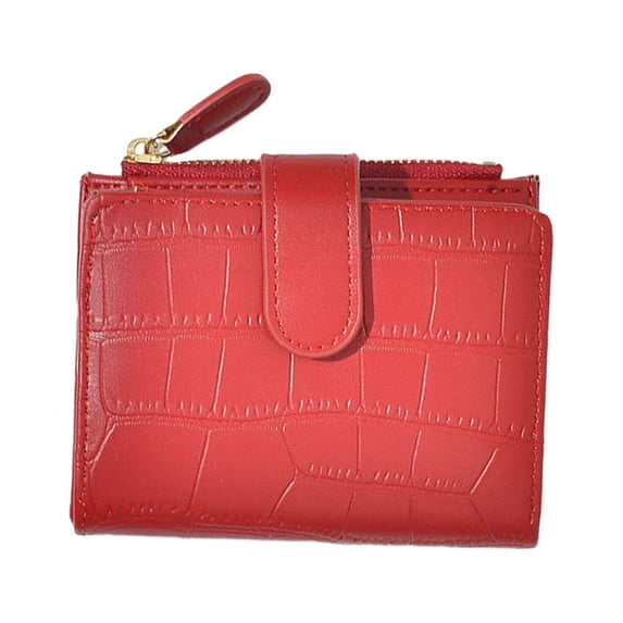 Fashion Women Wallets Short Wallet Pocket Credit Card Holder ID/Photo Window for Women Girls - red