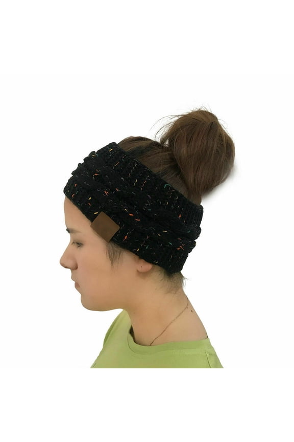 Fashion Women Winter Knitted Ear Warmer Headband Crochet Wool Hairband Hat Black