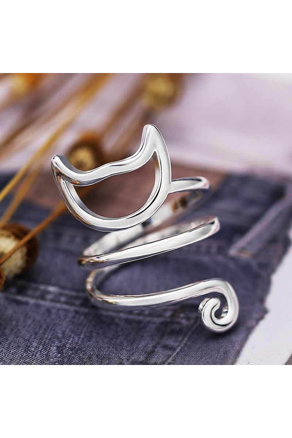 Fashion Women Wrapped Smooth Cute Cat Ring