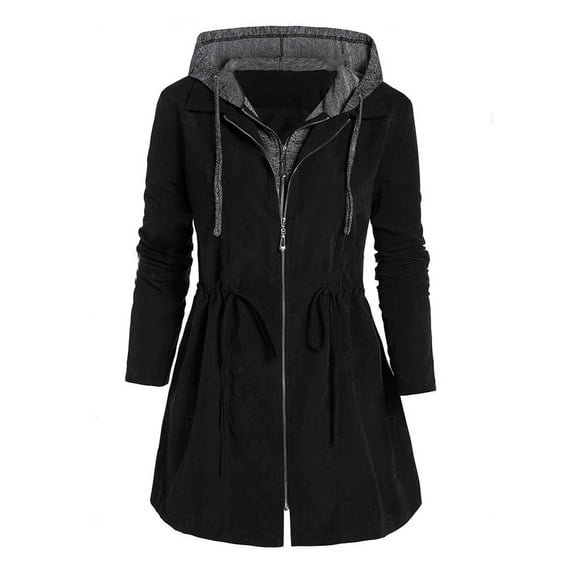 Fashion Women Zipper Patchwork Winter Fly Hooded Space Plus Thick Cotton Coat