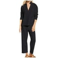 thumbnail image 1 of Fashion Women's Autumn Winter 2 Piece Casual Set Long Sleeve V Neck Pullover And Wide Leg Pants Travel Activewear Outfit Rompers for Women Sweatpants Set Jumpsuits for Women plus Size Petite Pants, 1 of 4