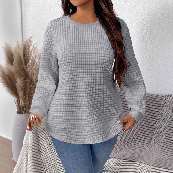 Fashion Women's Casual Comfortable Solid Long Sleeve Round Neck Blouse Top