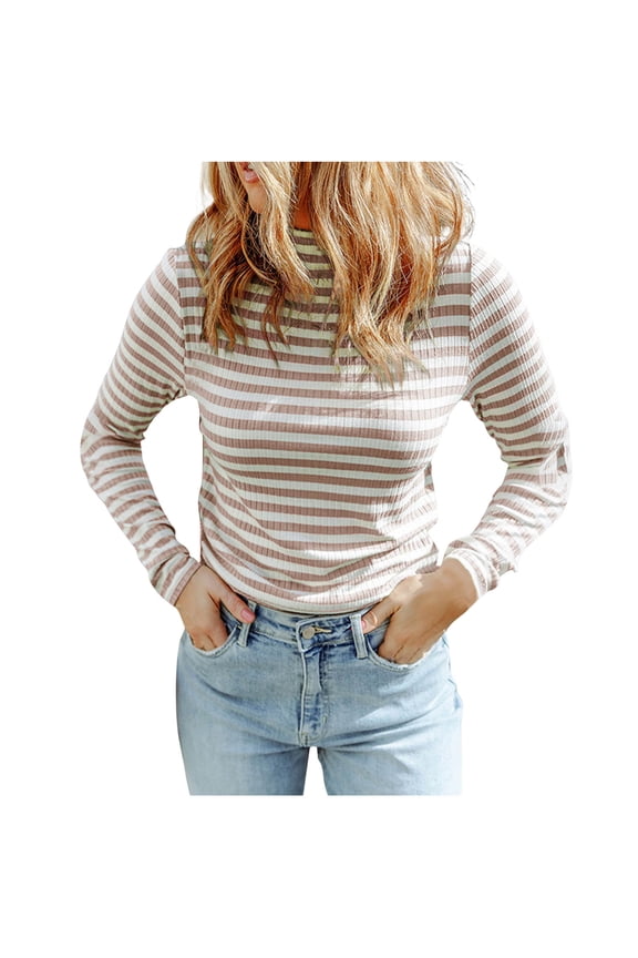Fashion Women's Casual Long Sleeve Print Ladies Turtleneck Neck Blouse