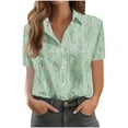 thumbnail image 1 of Fashion Women's Casual Print Comfortable Short Sleeved Pocket ButtonTop Blouse T-Shirt, 1 of 3